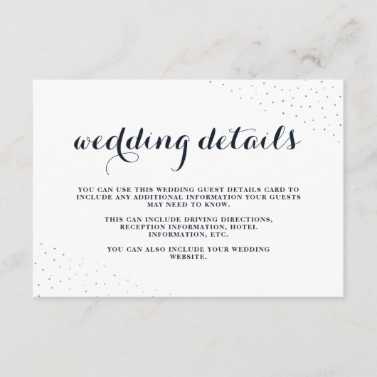 Elegant Blue en White met Stippen Weddenschappen D Informatiekaartje (Voorkant)