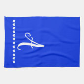 Elegant Blue en White Monogram Initiaal Theedoek (Horizontaal)