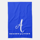 Elegant Blue en White Monogram Initiaal Theedoek (Verticaal)