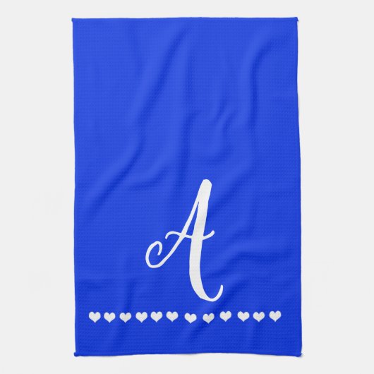 Elegant Blue en White Monogram Initiaal Theedoek (Verticaal)