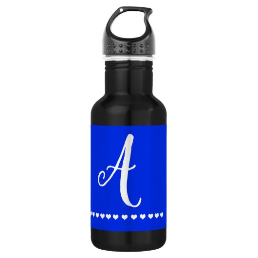Elegant Blue en White Monogram Initiaal Waterfles (Voorkant)