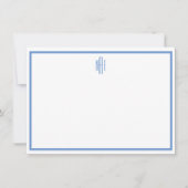Elegant Blue en White Monogrammed Flat Note Kaart (Voorkant)