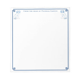 Elegant Blue en White Pottery Dogs Desk Notitieblok