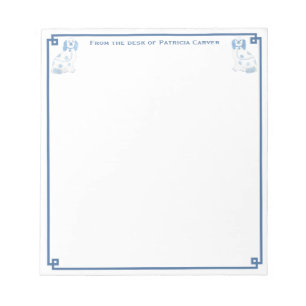 Elegant Blue en White Pottery Dogs Desk Notitieblok