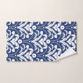 Elegant Blue en White Retro Art Deco Damask Bad Handdoek (Handdoek)