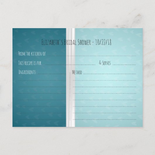 Elegant Blue en White Ribbon Vrijgezellenfeest Rec Uitnodiging Briefkaart (Achterkant)