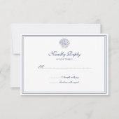 Elegant Blue en White Shell RSVP Kaartje (Voorkant)