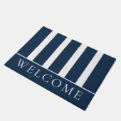 Elegant Blue en White Stripe Welcome Doormat Deurmat (Schuin)