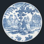 Elegant Blue en White Vintage French Toile Keramische Knop<br><div class="desc">Het  historische 18e-eeuwse Franse blauwe en witte toile de jouy-ontwerp,  dat dames en heren in elegante tijdjurken onder bomen,  een meer en klassieke steenruïnes bevat.</div>