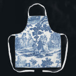 Elegant Blue en White Vintage French Toile Schort<br><div class="desc">Het  historische 18e-eeuwse Franse blauwe en witte toile de jouy-ontwerp,  dat dames en heren in elegante tijdjurken onder bomen,  een meer en klassieke steenruïnes bevat.</div>
