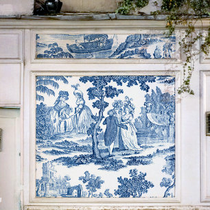 Elegant Blue en White Vintage French Toile Tissuepapier