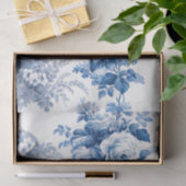 Elegant Blue en White Vintage Rozen & Ferns Tissuepapier (Geschenk)