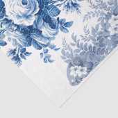 Elegant Blue en White Vintage Rozen & Ferns Tissuepapier (Detail)