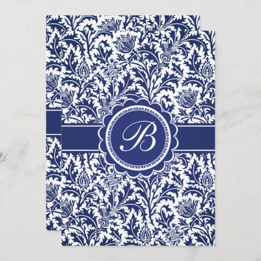 Elegant Blue en White William Morris Floral Kaart (Voorkant / Achterkant)