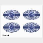 Elegant Blue en White William Morris Floral Ovale Sticker (Vel)