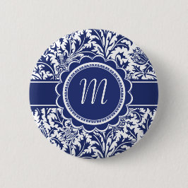 Elegant Blue en White William Morris Floral Ronde Button 5,7 Cm