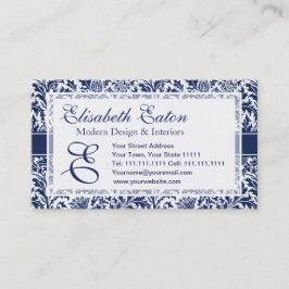 Elegant Blue en White William Morris Floral Visitekaartje