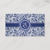 Elegant Blue en White William Morris Floral Visitekaartje (Achterkant)