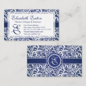 Elegant Blue en White William Morris Floral Visitekaartje (Voorkant / Achterkant)