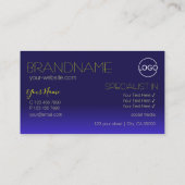 Elegant Blue en Yellow Mirror Letters met Logo Visitekaartje (Achterkant)