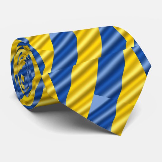 Elegant Blue en Yellow Ukraine geïnspireerde vrede Stropdas (Opgerold)