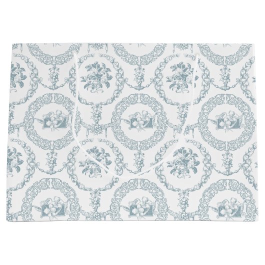 Elegant Blue Engraved Floral Medallions and Swagon Groot Cadeauzakje (Voorkant)