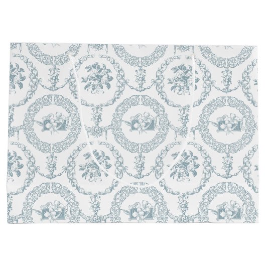 Elegant Blue Engraved Floral Medallions and Swagon Groot Cadeauzakje (Achterkant)