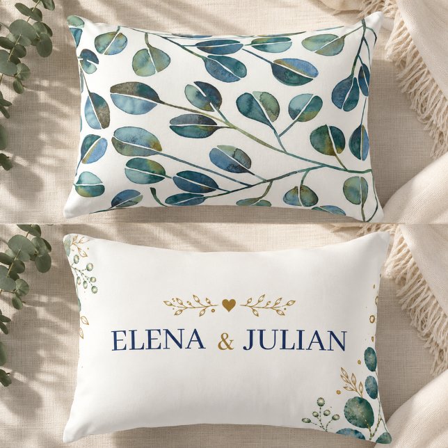 Elegant Blue Eucalyptus  Accent Kussen (Creator heeft geüpload)