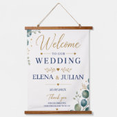 Elegant Blue Eucalyptus Hangend Wandkleed (Voorkant)