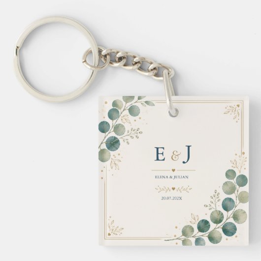 Elegant Blue Eucalyptus Sleutelhanger (voorkant)