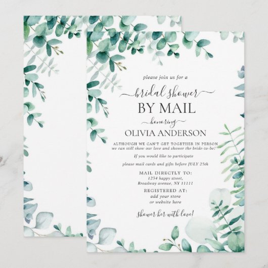 Elegant Blue Eucalyptus Vrijgezellenfeest per post Kaart (Voorkant / Achterkant)