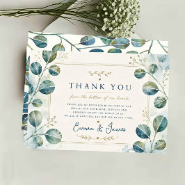 Elegant Blue Eucalyptus Watercolor Bedankkaart