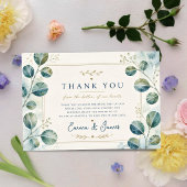 Elegant Blue Eucalyptus Watercolor Bedankkaart