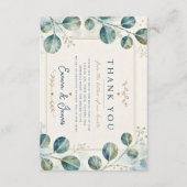 Elegant Blue Eucalyptus Watercolor Bedankkaart (Voorkant)
