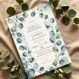 Elegant Blue Eucalyptus Watercolor Botanical Acryl Uitnodigingen