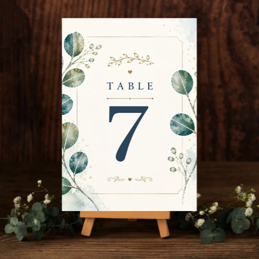Elegant Blue Eucalyptus Watercolor Kaart