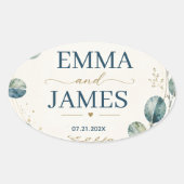 Elegant Blue Eucalyptus Watercolor Ovale Sticker (Voorkant)