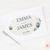 Elegant Blue Eucalyptus Watercolor Ovale Sticker (Envelop)