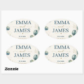 Elegant Blue Eucalyptus Watercolor Ovale Sticker (Vel)