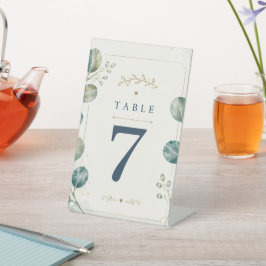 Elegant Blue Eucalyptus Watercolor Reclamebord Met Voetstuk