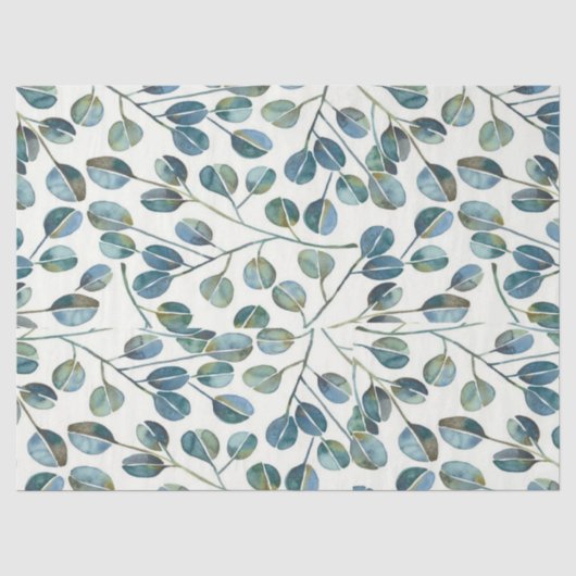 Elegant Blue Eucalyptus Watercolor Tissuepapier (Voorkant)