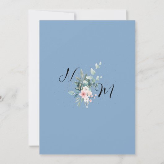 Elegant Blue Eucalyptus Weddenschap Kaart (Achterkant)