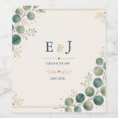 Elegant Blue Eucalyptus Wijn Etiket (Enkel label)