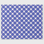 Elegant Blue Evil Eye Bloemen Geometrische kunst P Cadeaupapier (Vlak)