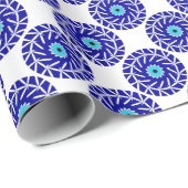 Elegant Blue Evil Eye Bloemen Geometrische kunst P Cadeaupapier (Rol Hoek)