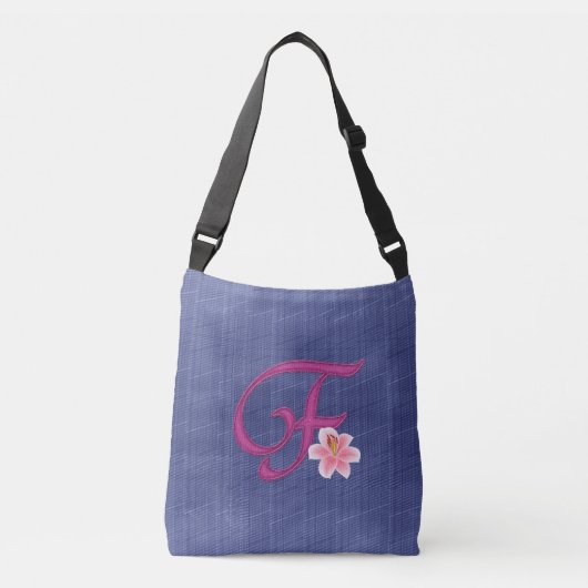 Elegant Blue F Crossbody Tas (Voorkant)