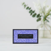 Elegant Blue Faux Glitter met zwarte accessoires Visitekaartje (Staand voorkant)