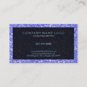 Elegant Blue Faux Glitter met zwarte accessoires Visitekaartje (Achterkant)