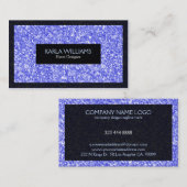 Elegant Blue Faux Glitter met zwarte accessoires Visitekaartje (Voorkant / Achterkant)