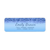 Elegant Blue Faux Glitter Return Address Label (Voorkant)